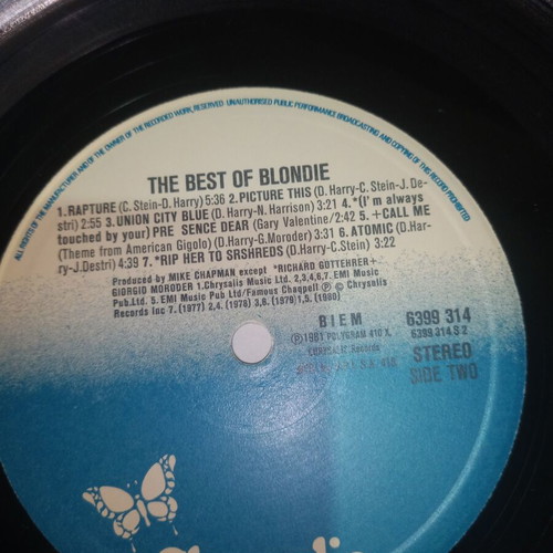 Blondie The Best Of vinyl record used, rock genre