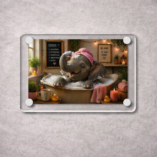 Acrylic Self Care Elephant fridge magnet new