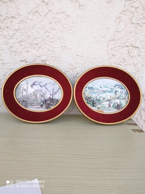 Wall paintings used, set of 2 with Constantinople, red velvet