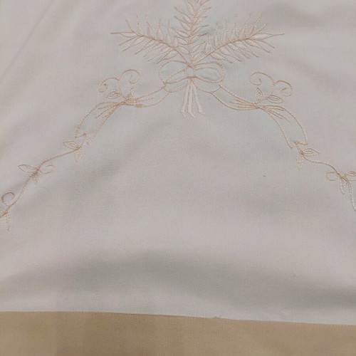 White curtain with beige border and embroidery like new