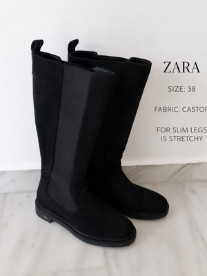 Zara boots size 38 castor fabric like new, stretchy for slim legs