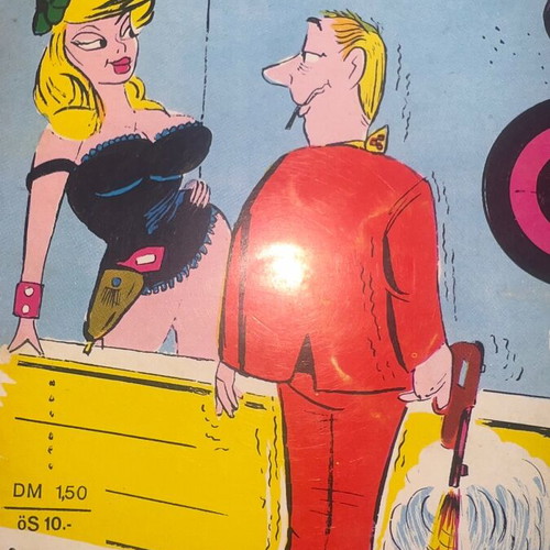Comic book used with 66 erotic cartoons and handwritten translation