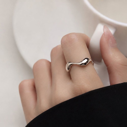 S925 Silver Ring with Minimal Wave Design