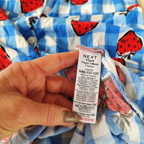 Next girls dress size 11 like new blue check with strawberries