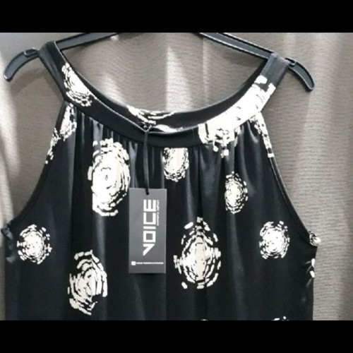Sleeveless tank top - summer, black color with patterns, Size One Size, new, women