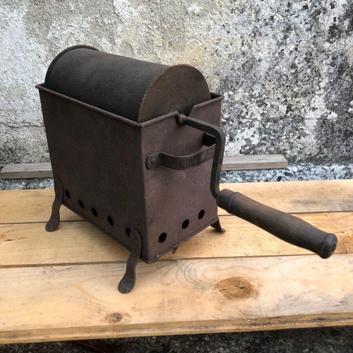 Metal manual coffee roaster used, functional