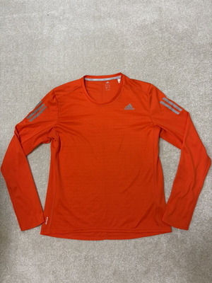 Adidas Own The Run Tee long sleeve men's shirt, size M, orange