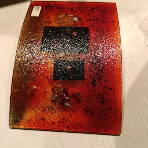 Glass decorative plate handmade, like new