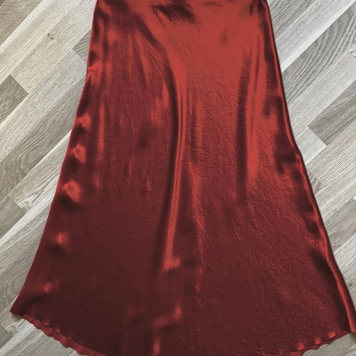 Vince Crinkled Satin Skirt Orange Rust Color Size Small New