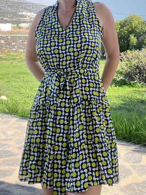 New Age dress S/M blue and yellow like new