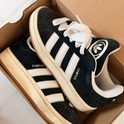 Adidas Campus Black White shoes used, size 36