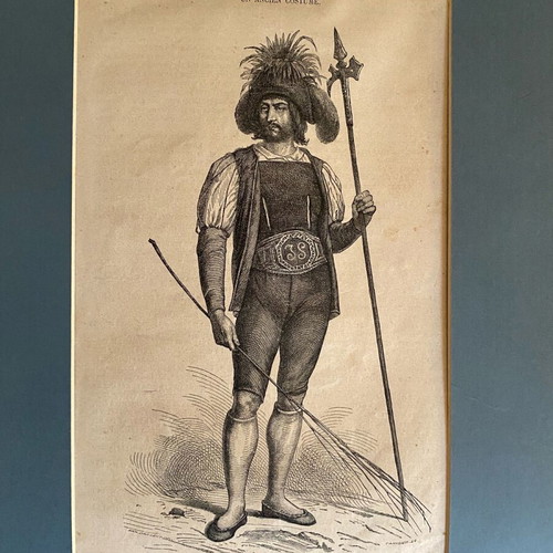 1857 Paris magasine pittoresque print used, 25x15cm