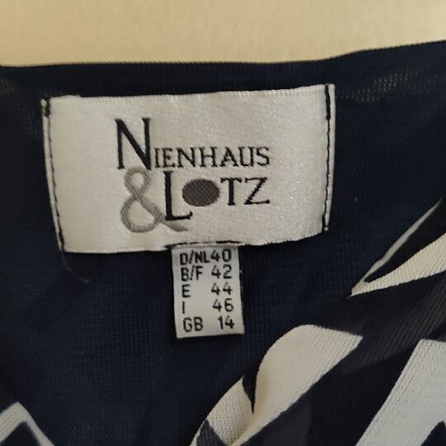 Nienhaus & Lotz women's dress with alphabet print and ruffles, like new