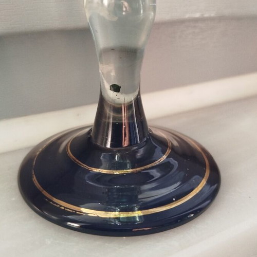 Handmade vintage Murano crystal candlestick, amethyst glass