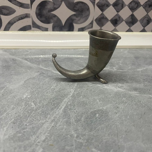 Vintage Pewter Drinking Horn used, Scandinavian style from Norway
