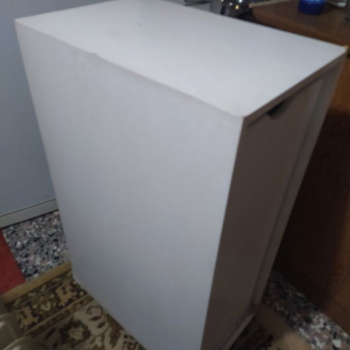 Laundry basket used, large wooden wheeled 130 liters