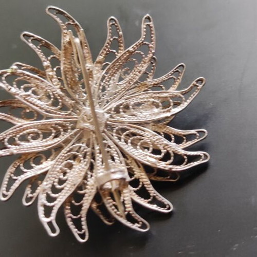 925 Silver Handmade Filigree Brooch, 4cm