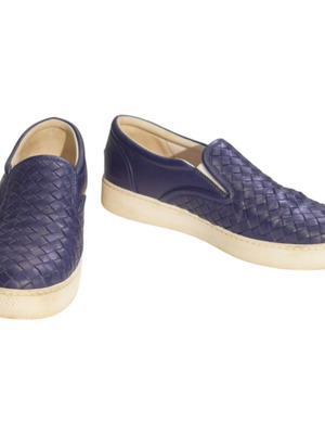 Bottega Veneta Blue Slip-On Sneakers Size 40 Used with Dust Bag