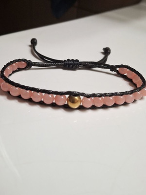 Bracelet with pink beads and adjustable black cord like new