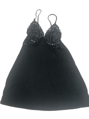 Sexy dress nightgown black like new with embroidery