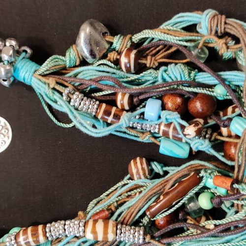 Handmade necklace with multiple turquoise cords Boho Statement like new