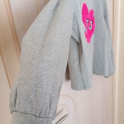 Trussardi jeans sweatshirt L grey like new cotton with puff sleeve