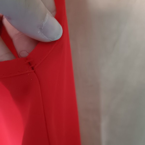 Red transparent blouse medium with front zipper like new
