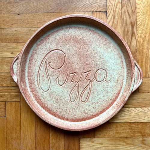 Ceramic pizza baking dish glazed terracotta vintage Italian 30cm