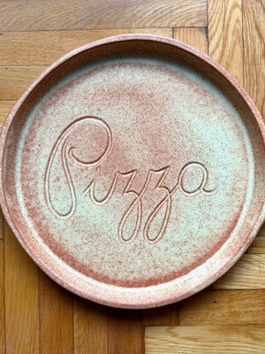 Ceramic pizza baking dish glazed terracotta vintage Italian 30cm