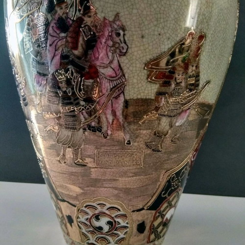 Satsuma porcelain vase set of 2 used