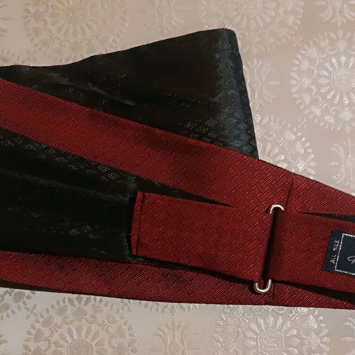 Silk wide men's belt used, burgundy