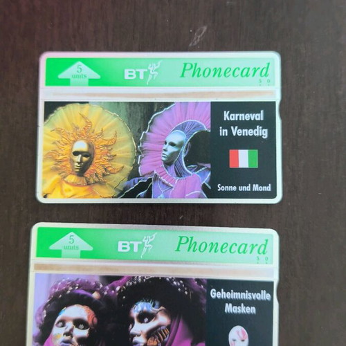 England phone cards used, 2 pieces, 5,000 copies