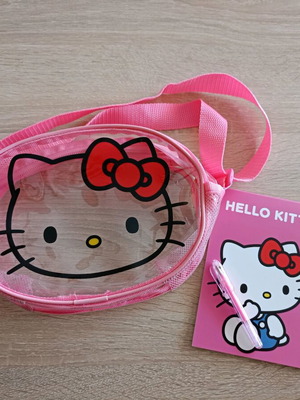 Σετ Hello Kitty χιαστί τσαντάκι, μπλοκάκι και ροζ στυλό σαν καινούργιο