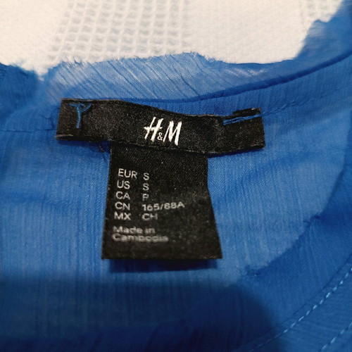 H&M Blue Blouse size S like new with transparent upper part