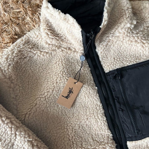 Stussy Sherpa Reversible Jacket new, white, size M