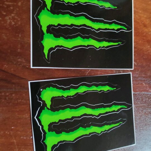 Monster original plastic stickers new, pair