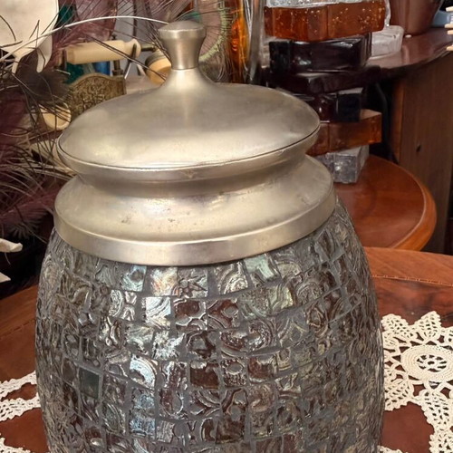 Glass cookie jar antique style, like new, 16cm