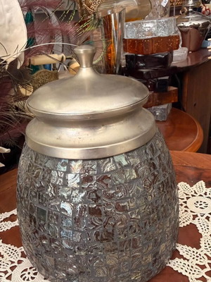 Glass cookie jar antique style, like new, 16cm