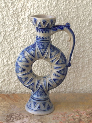 Westerwald ceramic donut-shaped jug like new, 19th century