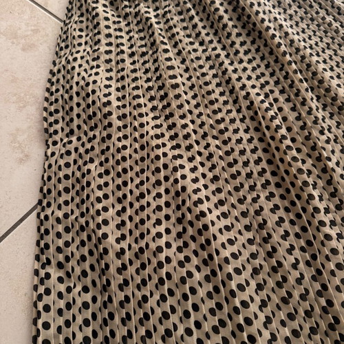 Maxi πουά φούστα Mango καινούργια, S/M, μπεζ με μαύρα πουά
