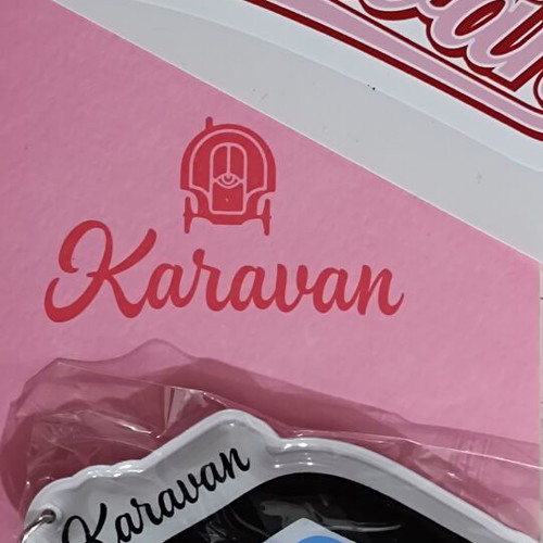 Karavan keychain new, blue with sticker gift