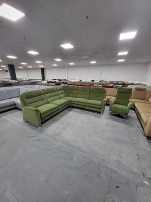 Green fabric corner sofa with electric relax and swivel armchair PP - PF20073 new