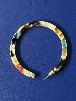 Large single hoop earring with colorful marble effect, like new