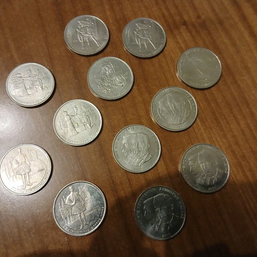 Greek 500 Drachma coins used, pack of 12, Olympic Games
