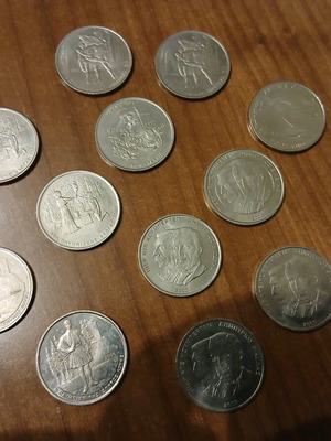 Greek 500 Drachma coins used, pack of 12, Olympic Games