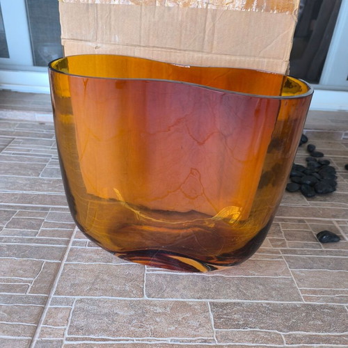 Amber wavy vase like new