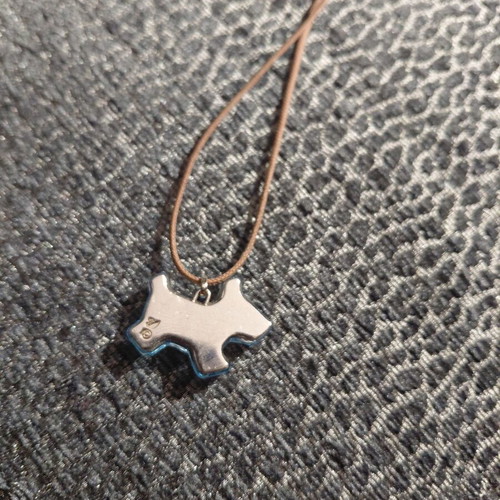 Swarovski crystal dog pendant like new, blue fox terrier design