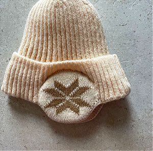 Winter Hat with Interior Lining with Built in Ear Warmers in Ivory