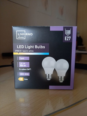 Led light bulbs new, pack of 2, warm white 2700K