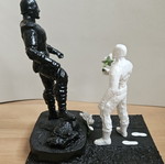 Handmade memorial statue with soldier figure